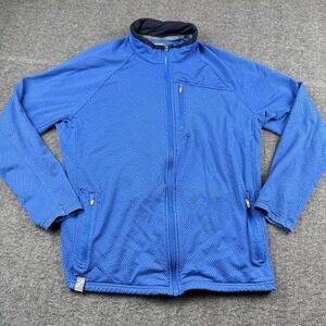 Icebreaker Sweater Mens XL Blue Full Zip Merino Wool Outdoors Hike Skiing Pocket